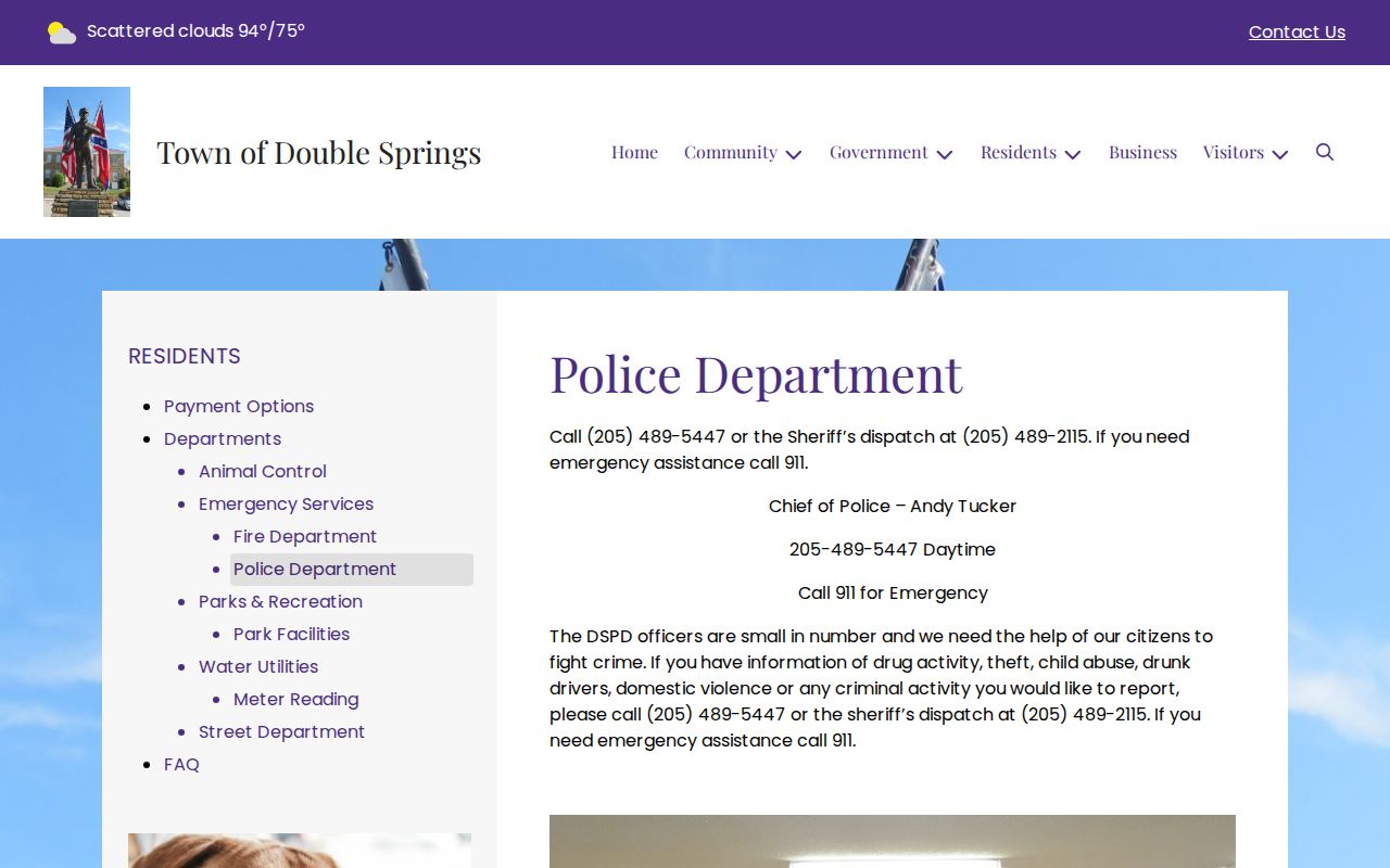 Double Springs Police Department source for Winston County arrest and booking record contacts