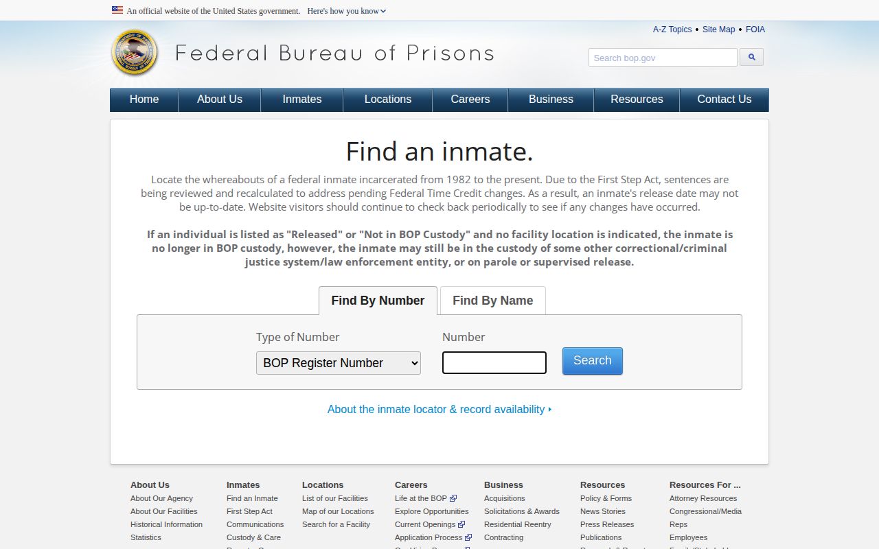 Winston County federal custody inmate locator interface